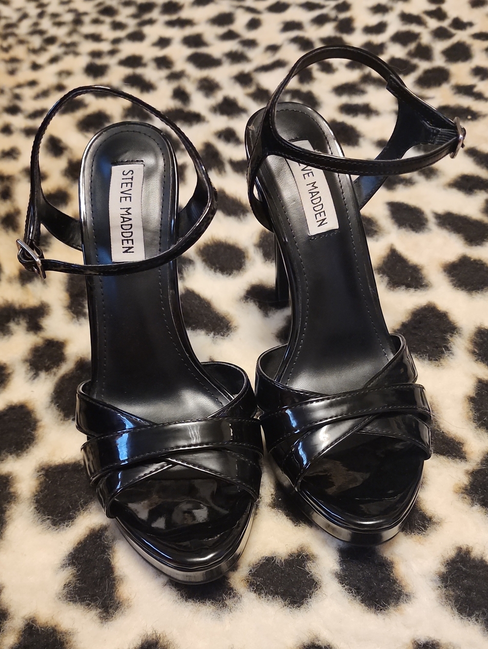Steve Madden Stride Black Patent Heels